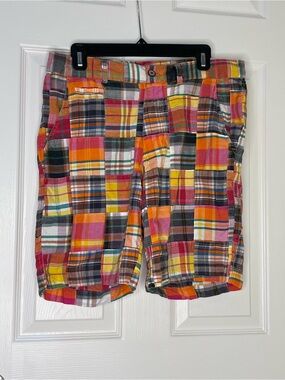 Charleston Threads Men's Patchwork Shorts Madras Plaid Preppy Boho Size 34
